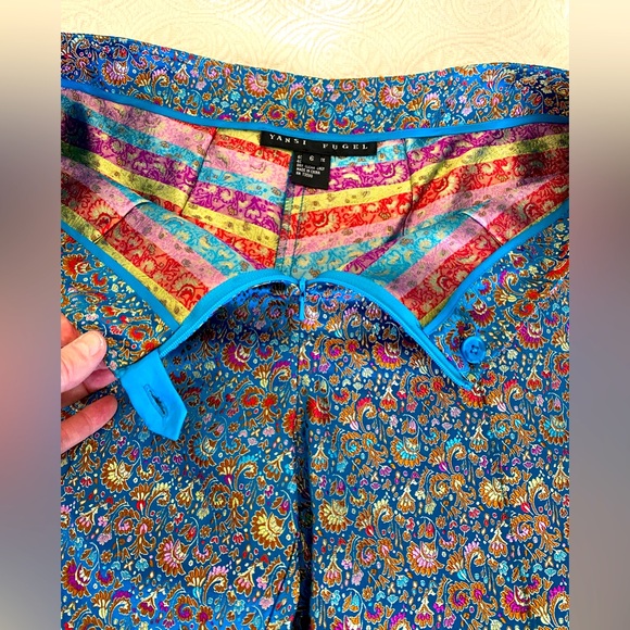 Yansi Fugel VINTAGE Blue silk cigarette leg evening pants. Size 6. Pristine EUC - Picture 6 of 11
